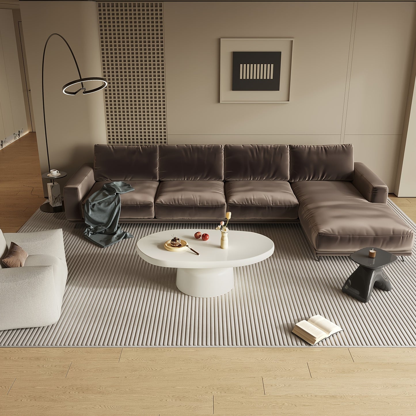 Ovale Salontafel – Moderne Tafel – Coffee Table – Woonkamermeubel – Bijzettafel – Milky White Afwerking – Ruimtebesparend Ontwerp – Duurzaam Hardhout