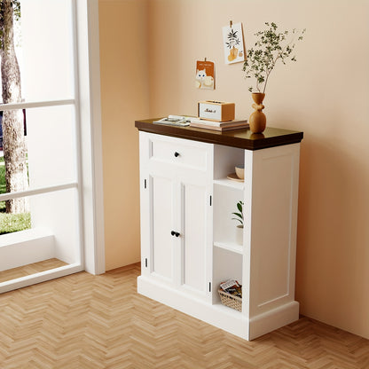 Opbergkast – Kasten – Opbergmeubel – Wandkast – Schuifdeurkast – Vrijstaand – Schuifdeuren – 3 Verstelbare Planken – Sterk Spaanplaat – 75x30x80 cm – Wit