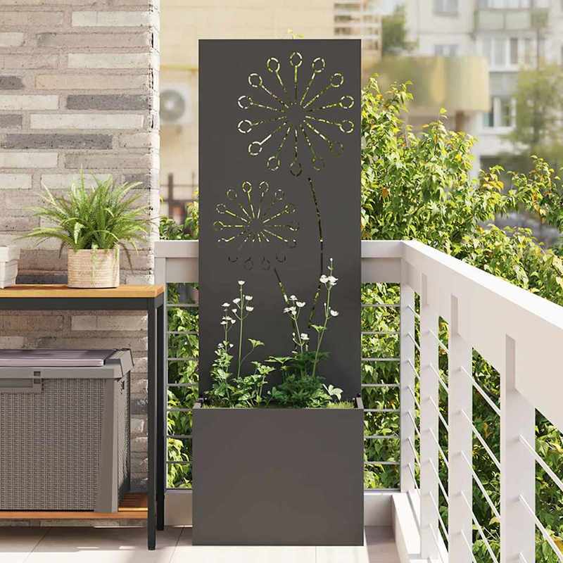 Zwarte Bloempot – Decoratieve Plantenbak – Grote Tuinpot – Balkonbak – Outdoor Plantenbak – Metaal – 50x140 cm – Modern Design