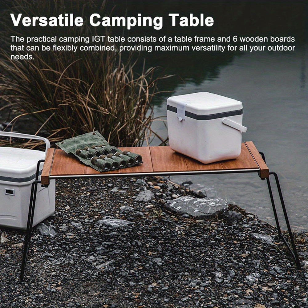 Campingtafel – Inklapbare Tafel – Outdoor Tafel – Picknicktafel – Vouwtafel – Modulair Ontwerp – Houten Tafelblad