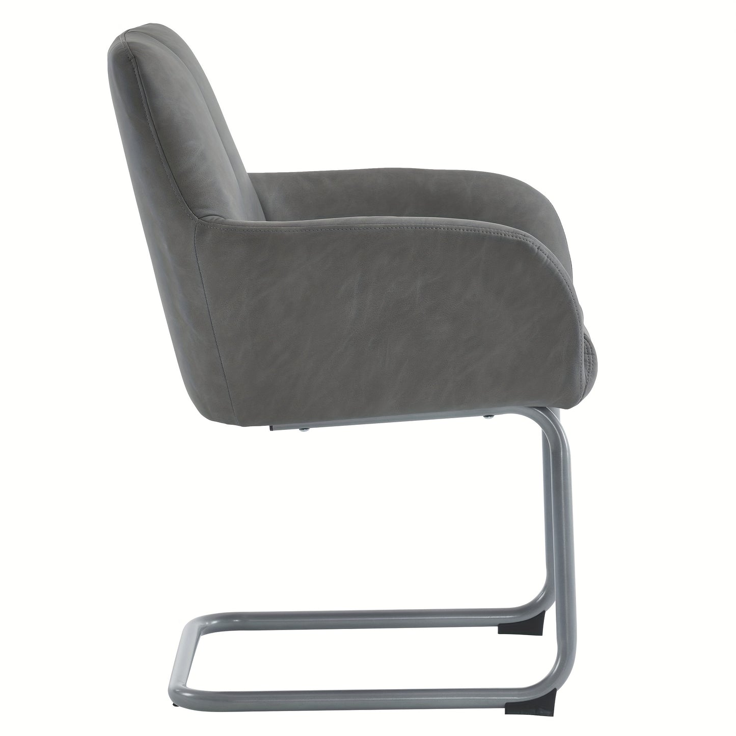 Lounge Stoel – Eetkamerstoel – Fauteuil – Leunstoel – Zetel – Grijs – Gebogen Stalen Poten – Set Van 2
