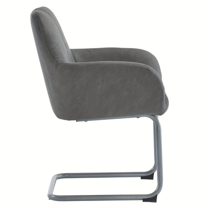 Lounge Stoel – Eetkamerstoel – Fauteuil – Leunstoel – Zetel – Grijs – Gebogen Stalen Poten – Set Van 2