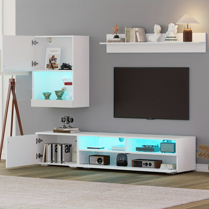 Wandkast – Muurkast – Opbergkast – Mediawand – Boekenkast – Wit – Set Van 3 – Ruimtebesparend Ontwerp – Duurzaam Niet-Houten Materiaal
