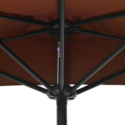 Balkonparasol – Tuinparasol – Stokparasol – Zonnescherm – Muurparasol – Grote Rechthoekige Parasol – Stevige Kunststof Paal – Waterafstotend & Eenvoudig Schoon Te Maken – 270x144x222 cm – Terracotta Rood/Bruin