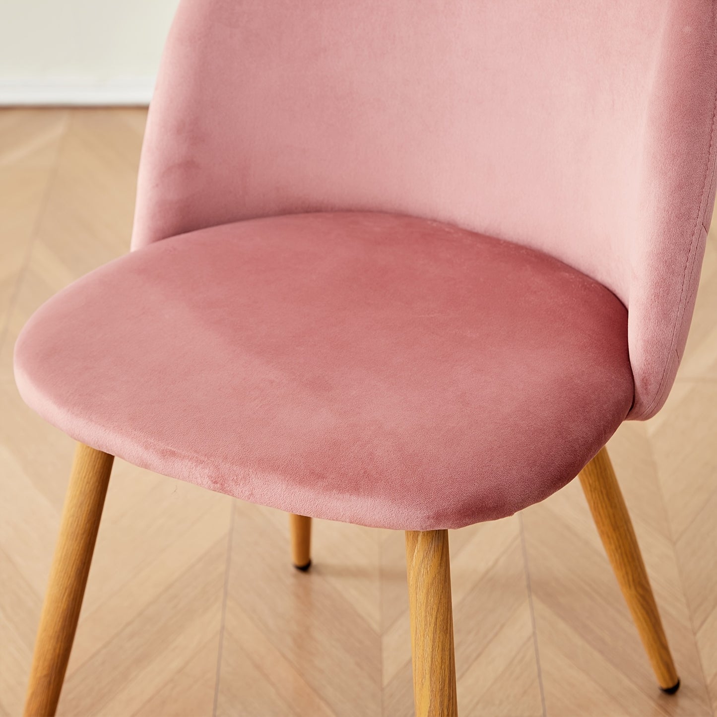 Eetkamerstoel – Stoel – Armstoel – Keukenstoel – Bureaustoel – Set van 4 – Roze Suède Bekleding – Beukenhouten Poot