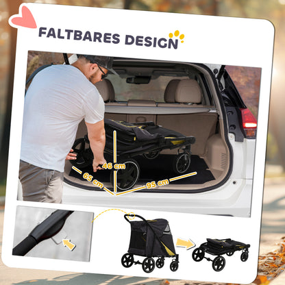 Pawhut dog car dog buggy foldable with pillows and safety lines cat buggy with a mesh window and side pocket made of oxford fabric in dark gray, Pet Stroller, Foldable Pet Cart, Mesh Window Design, Reinforced Stitching, Durab