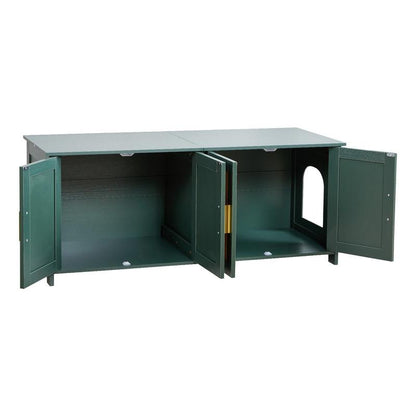 Krabpaalhuis – Krabpaal – Kattenhuis – Kattenspeelhuis – Kattenkast – Groot Modern Kattenhuis Met Rietdeuren – Verborgen Kattenbak En Ventilatiesysteem – Stevig Vezelplaat, Ruimtebesparend 120x45x50 cm