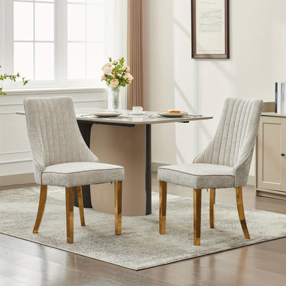 Eetkamerstoelen – Stoelen – Dining Chairs – Tuinstoelen – Keukenstoelen – Beige Met Gouden Poten – Zacht Gevoerd Zitvlak – Stevig Roestvrij Stalen Frame