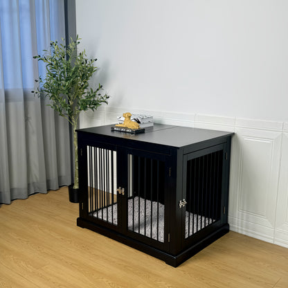 Hondenbench – Hondenkooi – Hondenhok – Dierenkooi – Benchmeubel – Groot – Met Kussen – Stevig Metalen Frame – Dubbele Deuren