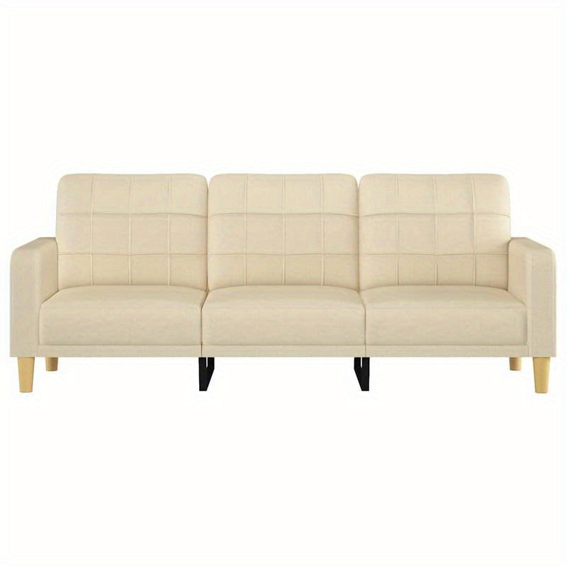 3-Zitsbank – 3-Persoonsbank – Zitbank – Sofa – Loveseat – Crème Stof – 180 cm breed – Massief Houten Frame – Laagwaardig Vezelplaat – Tijdloos Design – Eenvoudig Te Monteren