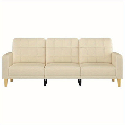 3-Zitsbank – 3-Persoonsbank – Zitbank – Sofa – Loveseat – Crème Stof – 180 cm breed – Massief Houten Frame – Laagwaardig Vezelplaat – Tijdloos Design – Eenvoudig Te Monteren