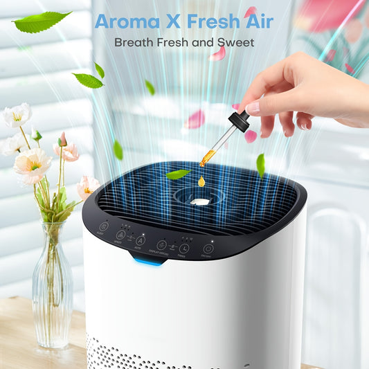Luchtreiniger – Luchtzuiveraar – Air Purifier – Luchtfilter – HEPA-filter – 300 m³/u CADR – Stil Met App & Spraakbesturing – Wit