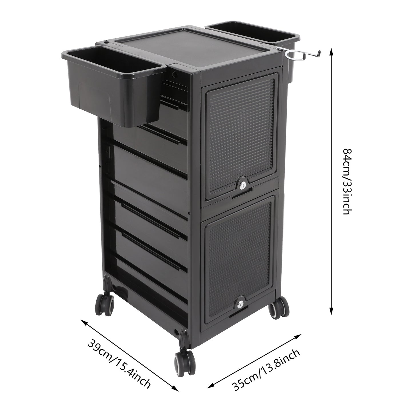 Heavy-Duty Rolling Salon Storage Cart with 6 Trays & 2 Baskets - Mobile Beauty Organizer with Locking Wheels, Large Capacity Salon Cart, Sturdy Metal Frame & ABS Construction, Space-Saving Design for Salon, Spa, Barber Shop,