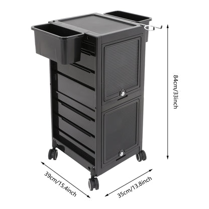 Heavy-Duty Rolling Salon Storage Cart with 6 Trays & 2 Baskets - Mobile Beauty Organizer with Locking Wheels, Large Capacity Salon Cart, Sturdy Metal Frame & ABS Construction, Space-Saving Design for Salon, Spa, Barber Shop,