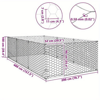 Hondenhok – Hondenhuis – Hondenkennel – Hondenhuisje – Hondenbench – Verzinkt Staal – Ruime 2x4x1m Deur