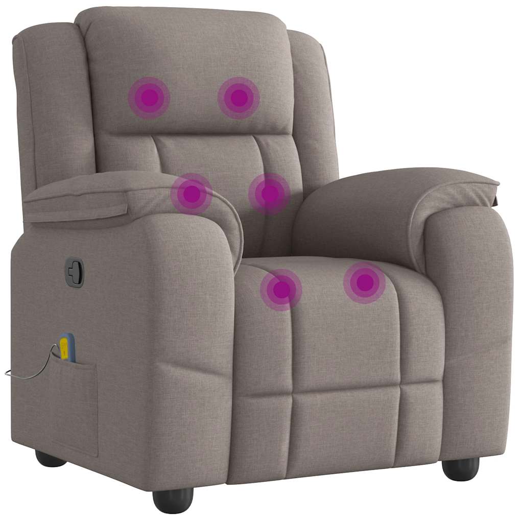 Verstelbare Massagestoel – Massagestoel – Ergonomische Stoel – Relaxstoel – Thuismassage – Taupe – 6 Vibratiepunten – Handmatige Verstelling Tot 135°