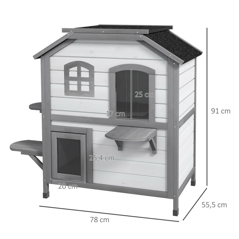 Kattenhuis – Kattenhok – Katten Shelter – Katten Verblijf – Kattenhuisje – 2 Laags Ruim Design – Weerbestendige Materialen Met Ventilatie Mesh
