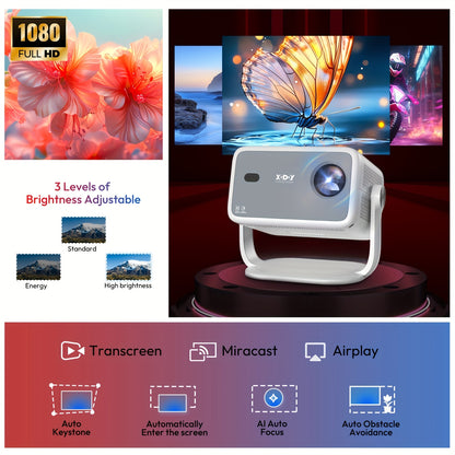 Draagbare projector – Mini beamer – Projectiescherm – Home cinema projector – LED projector – Full HD 1080p – 500 ANSI lumen – 5G WiFi draadloos