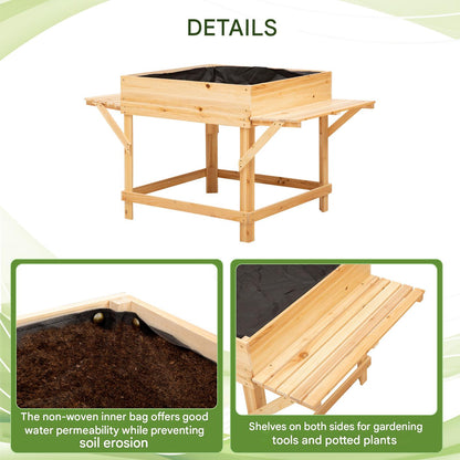 Hoogte plantenbak – Verhoogde plantenbak – Bloembak – Tuinbak – Plantenbak op poten – Natuurlijk dennenhout – Zijplanken en non-woven filterdoek – 130x75x75 cm