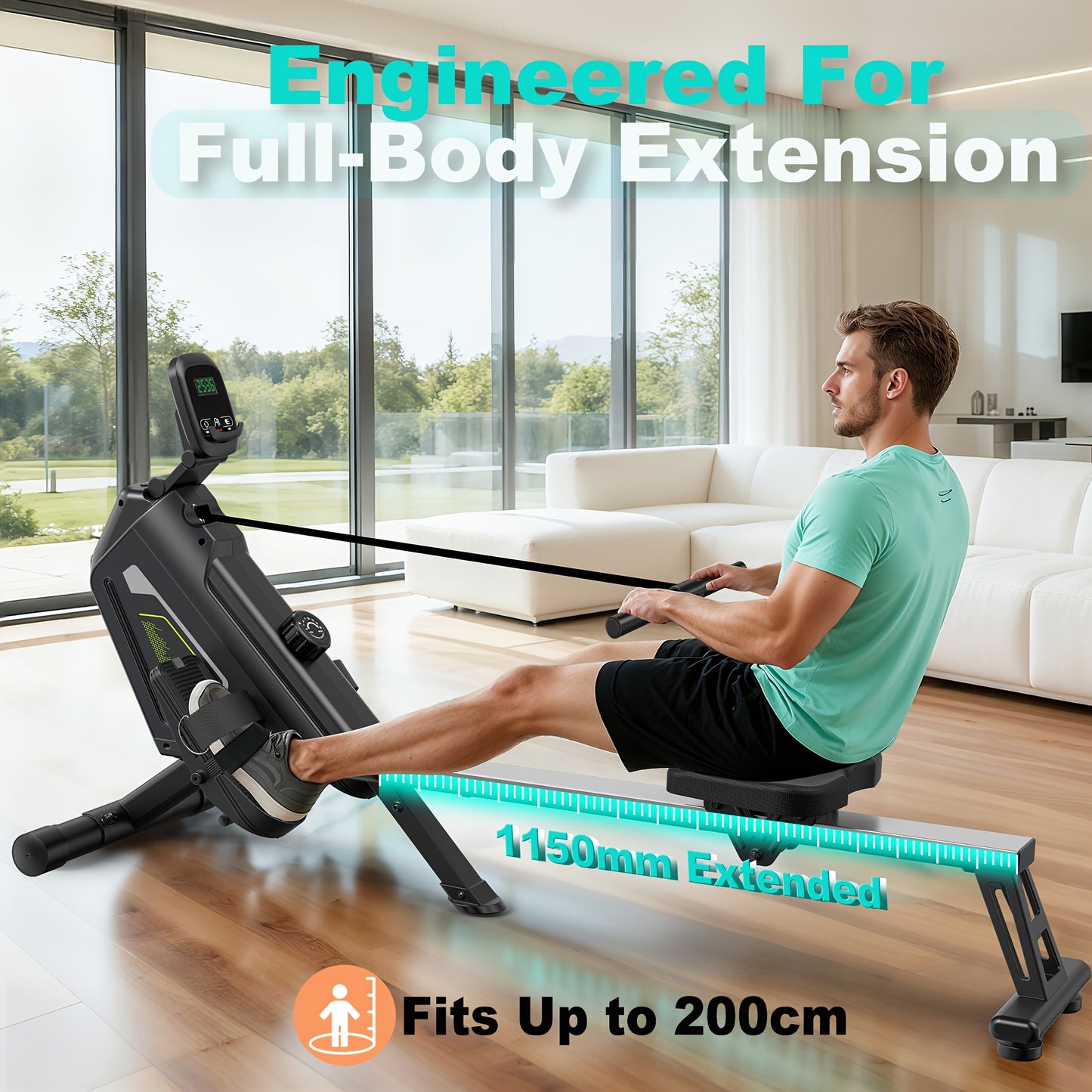 VOWVIT Foldable Magnetic Rowing Machine for Home Gym with, 16-Level Resistance & Suitable for Cardio, Strength Training, Use - Heavy-Duty Rower for