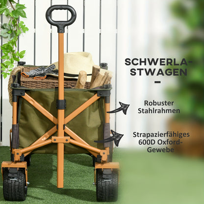 Strandwagen – Bolderkar – Transportwagen – Bolderwagen – Opvouwbare Trolley – Max. 120 Kg – Stevig Metalen Frame – Groen