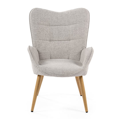 Fauteuil – Zitzetel – Lounge Stoel – Eenpersoonsstoel – Accentstoel – Comfortabele Teddystof Bekleding – Stevige Houten Poten – Grijs – 72x62x90,5 cm