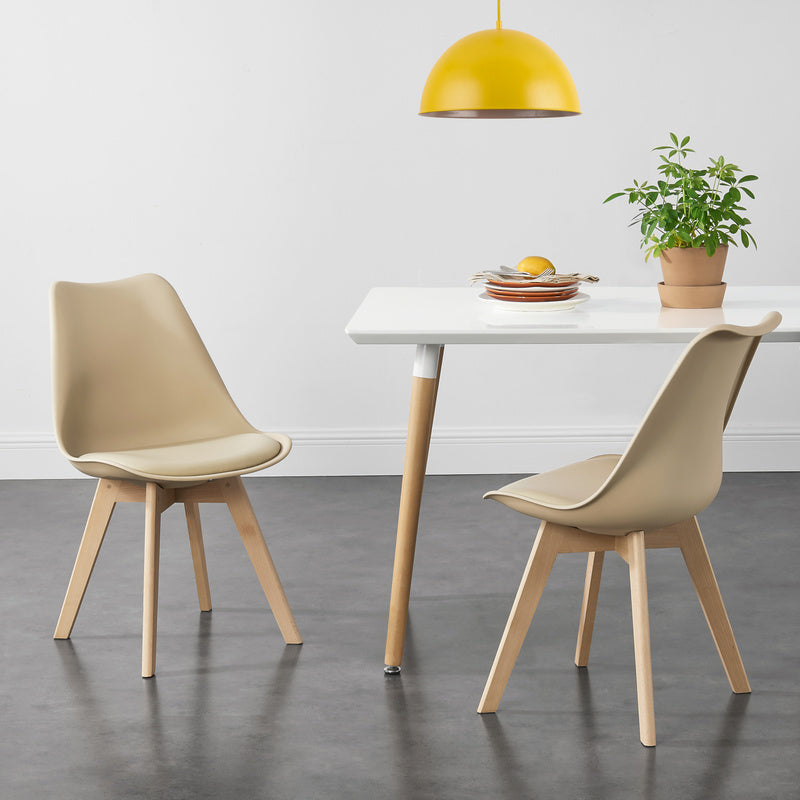 Eetkamerstoel – Keukenstoel – Woonkamerstoel – Eettafelstoel – Stoel – Set van 6 – PU Kunstleer Bekleding – Massief Beukenhouten Frame