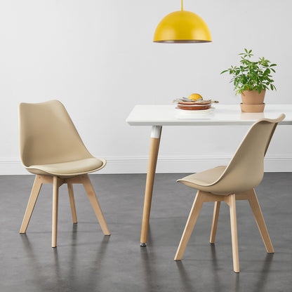 Eetkamerstoel – Keukenstoel – Woonkamerstoel – Eettafelstoel – Stoel – Set van 6 – PU Kunstleer Bekleding – Massief Beukenhouten Frame