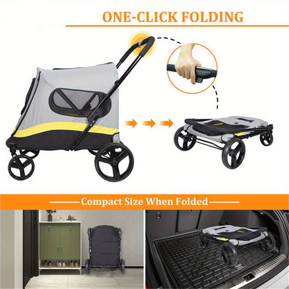 Hond Jogger Stroller – Hondenwagen – Hond Buggy – Hond Wandelwagen – Hond Pushchair – Extra Groot – Inclusief Regenhoes – 4 Wielen – Stevig Stalen Frame – Comfortabel Voor Oudere Honden