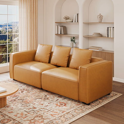 220.98 cm Sofa Couch for Living Room Faux Leather Loveseat, Apartment, Lounge, Offi