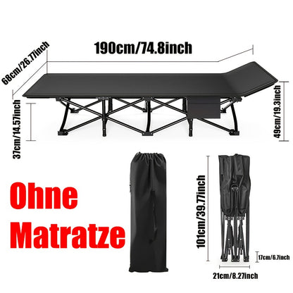 Campingbed – Campingbedje – Reisbedje – Babybed – Kinderbed – Zwart – Roestvrij Staal – Draagkracht 200 kg