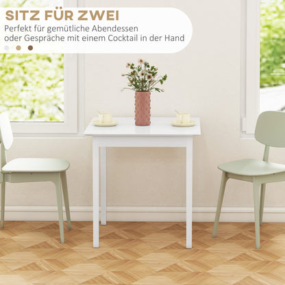 Eettafel – Keukentafel – Vierkante Tafel – Tafel – Tafeltje – Massief Grenenhout – Compact 75x75x76 cm – Wit Gelakt
