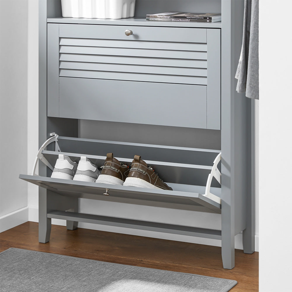 Schoenenkast – Schoenenrek – Schoenenopberger – Schoenenkast – Opbergkast – 2 Kleppen – Compact 80x108x25 cm – MDF & Spaanplaat Wendbaar