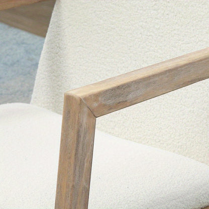 Draaifauteuil – Loungefauteuil – Relaxstoel – Draaistoel – Armstoel – Ergonomisch – Rubberwood Frame – Witte Zachte Bekleding – Verstelbare Rugleuning