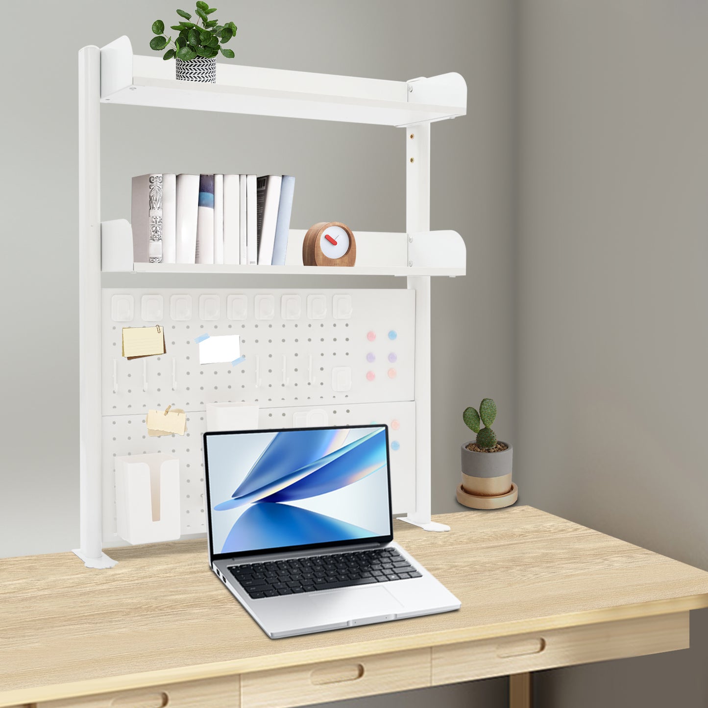Bureau Organizer – Bureaurek – Boekenkast – Bureau Organizer Plank – Klem Bureau Organizer – Wit – Verstelbare Planken – Sterk Staal & MDF