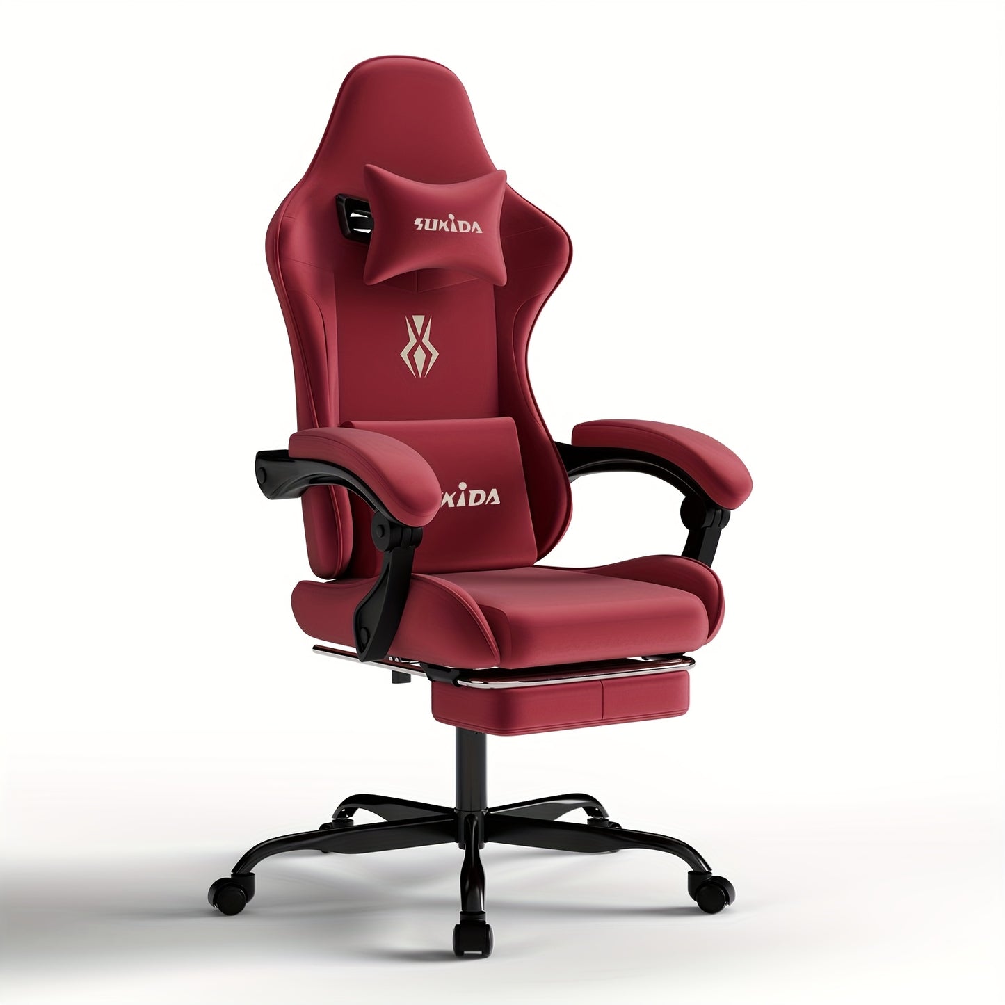 Gamingstoel – Bureaustoel – Gamestoel – Ergonomische Stoel – Bureaufauteuil – Memory Foam Zitting – Uittrekbare Voetsteun – Dieprood