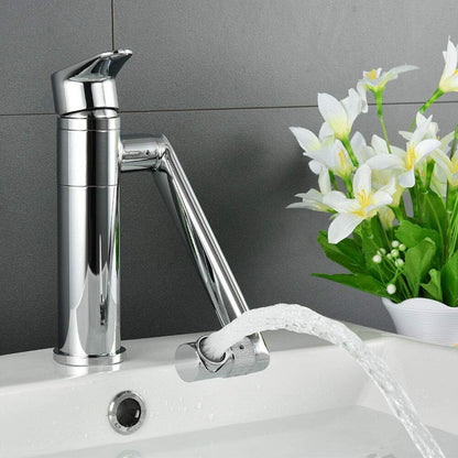 Goodslinesshop DiLiBee 360° Rotatable Single Handle Bathroom & Kitchen Sink Faucet - Chrome Finish, Nickel Plated Stainless Steel Valve, Classic Modern Design, Easy Installation with Mounting Hardware & Flexible Hoses, Effic