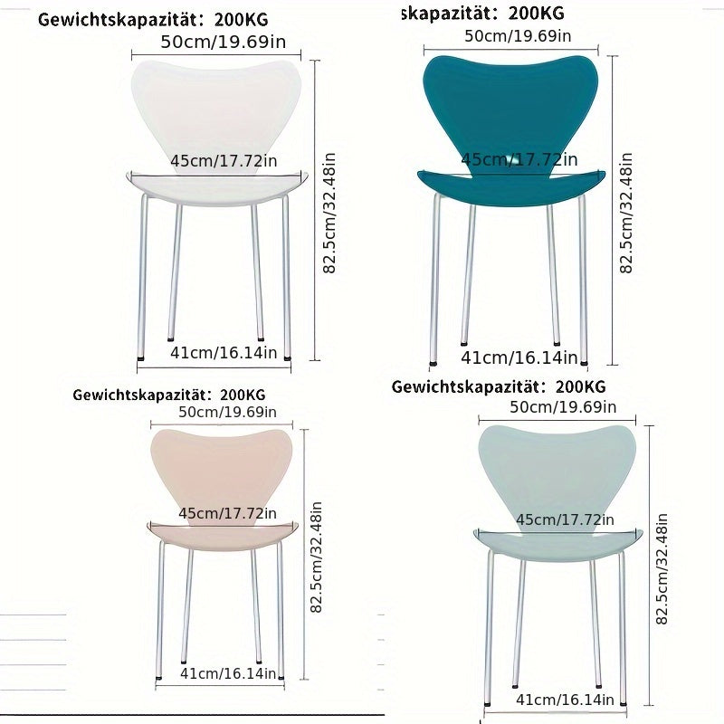 Stoelen – Eetkamerstoelen – Bureaustoelen – Kuipstoelen – Stapelbaar – Ruimtebesparend – Gemaakt Van Duurzaam Kunststof – Set Van 4 In Vier Kleuren (Wit, Blauw, Roze, Groen)