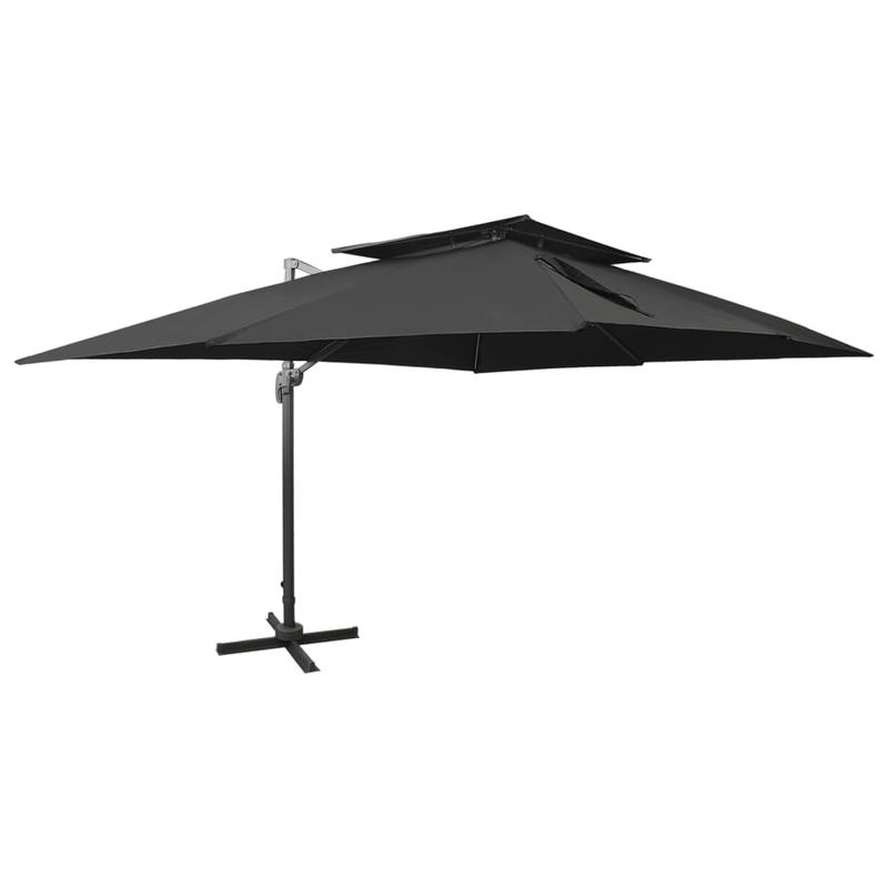 Dubbele Dak Parasol – Grote Parasol – Tuinparasol – Draaibare Parasol – Kantelbare Parasol – Aluminium Frame – 400x300 cm