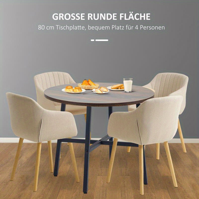 Eettafel – Tafel – Eetkamertafel – Keukentafel – Meubel – Bruin – Hardhout & Kunsthout – 80x80x76 cm – 4-delig Uitbreidbaar Blad – Eenvoudige Montage