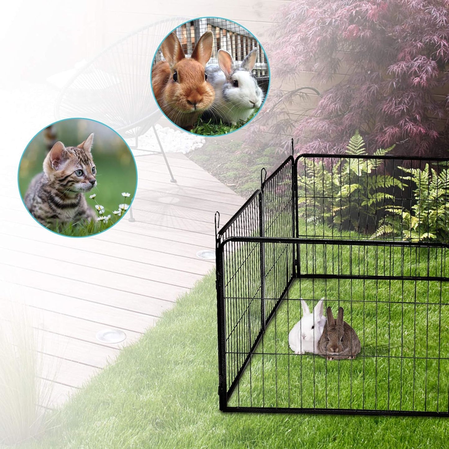Hondenren – Puppyren – Hondenkennel – Speelren – Dierenren – Opvouwbaar – 8 Panelen Met Deur – Stevig Staal – 100 cm Hoog