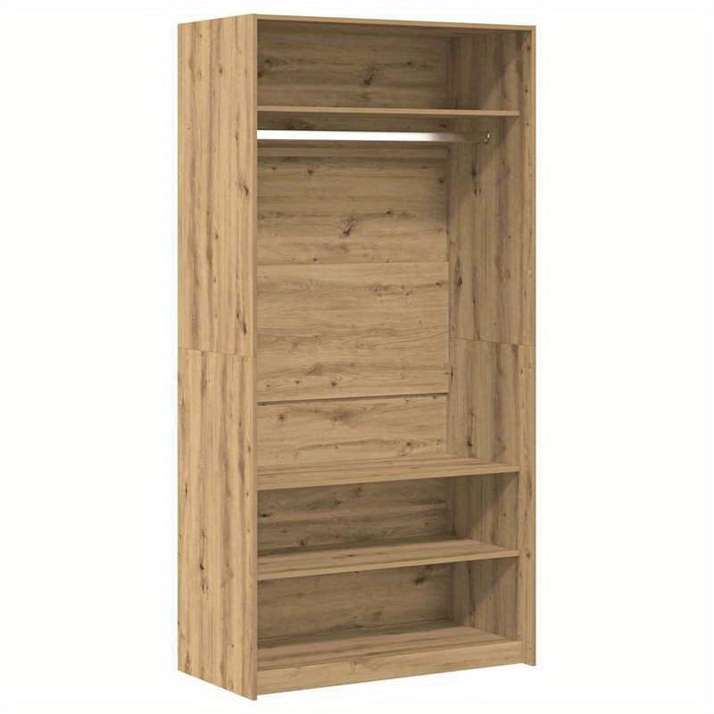 Kledingkast – Kledingrek – Garderobekast – Kledingopberger – Kledingmeubel – Bewerkt Hout – Compact 100x50x200 cm – Freestanding & Lichtgewicht