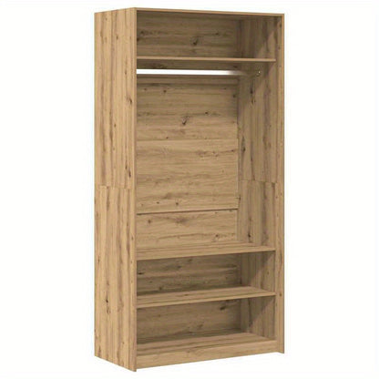 Kledingkast – Kledingrek – Garderobekast – Kledingopberger – Kledingmeubel – Bewerkt Hout – Compact 100x50x200 cm – Freestanding & Lichtgewicht