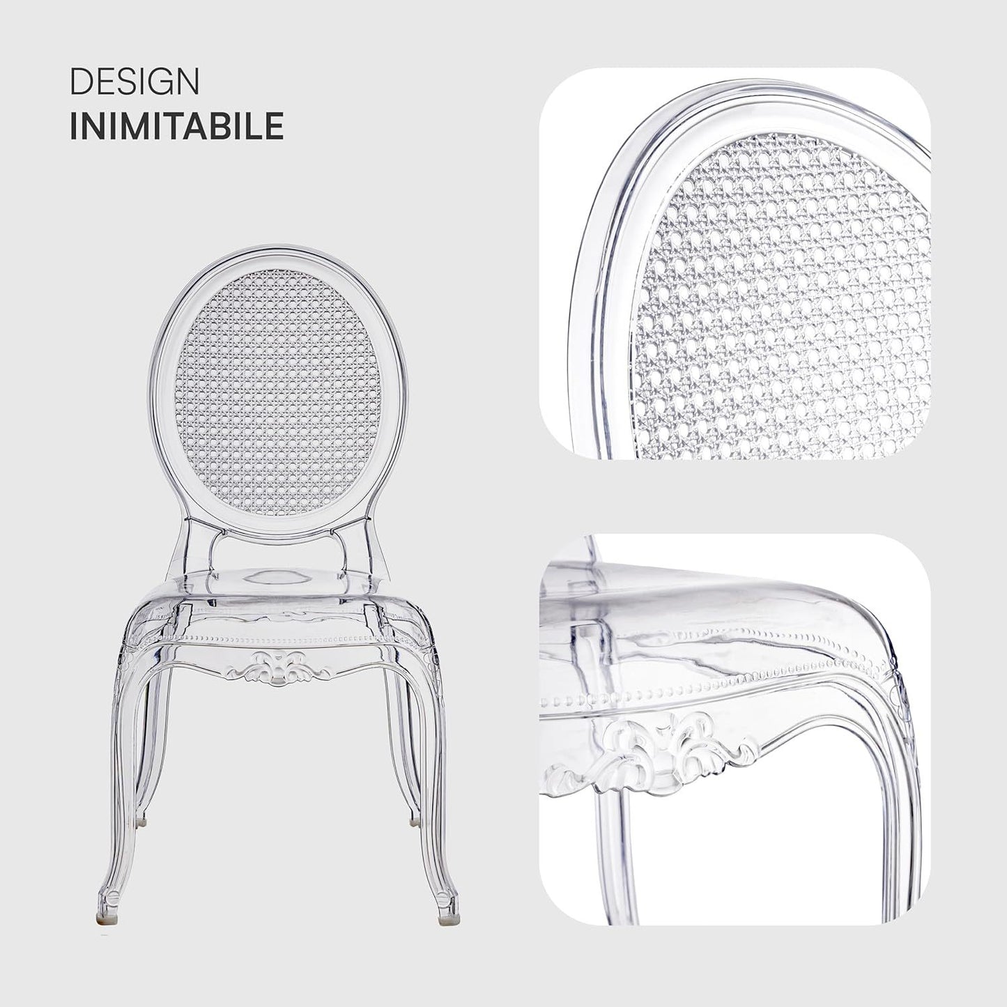 Transparante Stoelen – Eetkamerstoelen – Polycarbonaat Stoelen – Stapelbare Stoelen – Design Stoelen – Set Van 4 – Waterbestendig – Lichtgewicht & Duurzaam