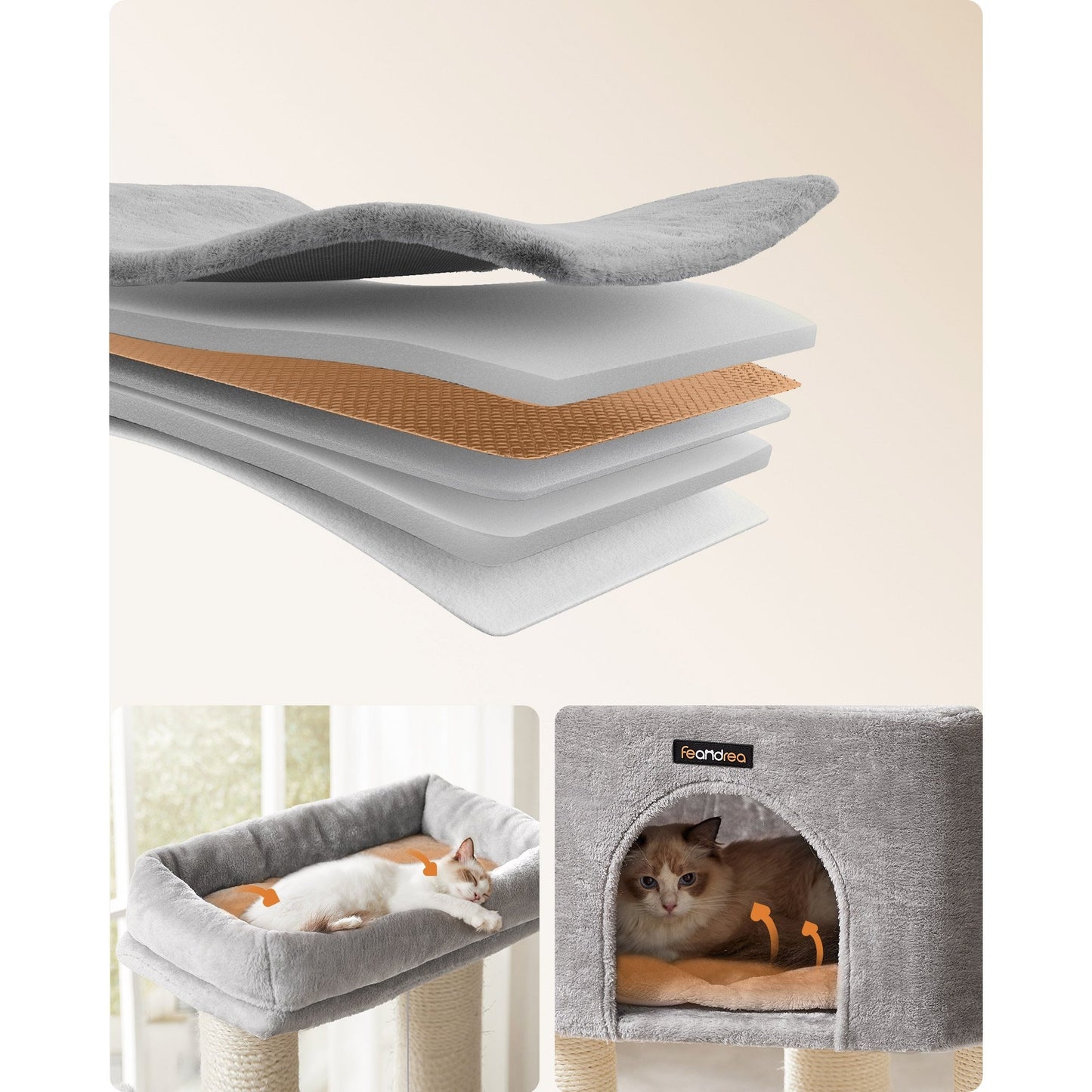Krabpaal – Kattenboom – Krabmeubel – Kattenhuis – Krabstam – 160 cm Hoog – 9 Dikke Sisal Palen - Duifgrijs en Zwart