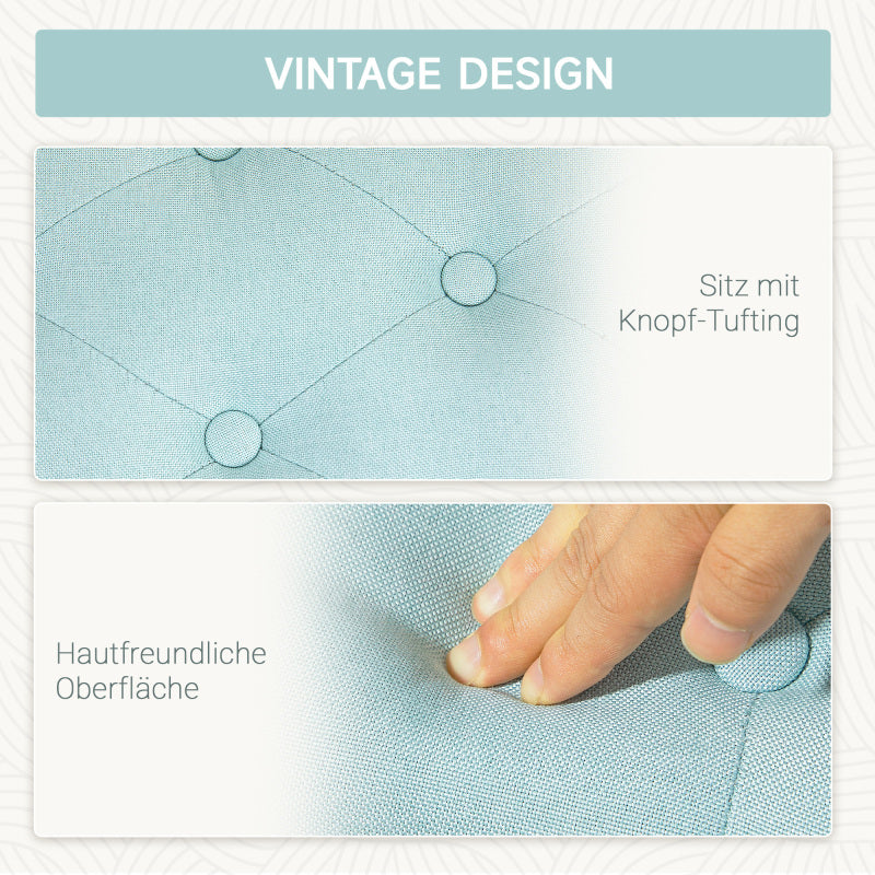 Opbergkist – Opbergbox – Opbergbank – Opbergstoel – Opbergmand – Groen Linnen-achtig Polyester – Stevig Rubberhout – 100 x 40 x 44 cm