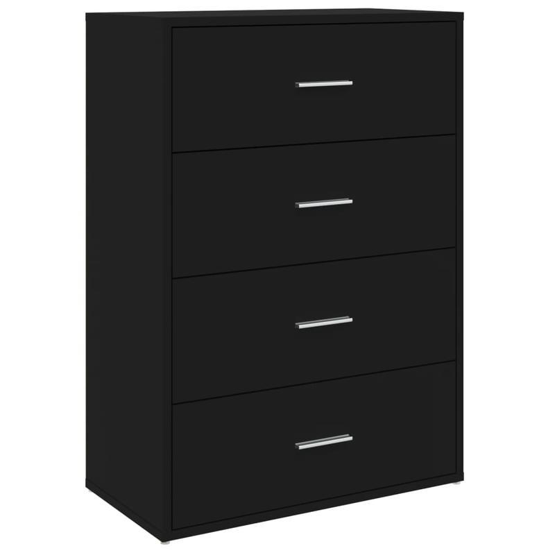 Modern Black Wooden Sideboard with 4 Drawers - 60x31x84cm, Minimalist Design, Removable Storage, Perfect for Living Room or Bedroom, Bedroom Storage Unit | Sleek Storage Unit | Wooden Construction, Sideboard Storage