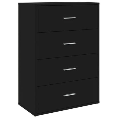 Modern Black Wooden Sideboard with 4 Drawers - 60x31x84cm, Minimalist Design, Removable Storage, Perfect for Living Room or Bedroom, Bedroom Storage Unit | Sleek Storage Unit | Wooden Construction, Sideboard Storage