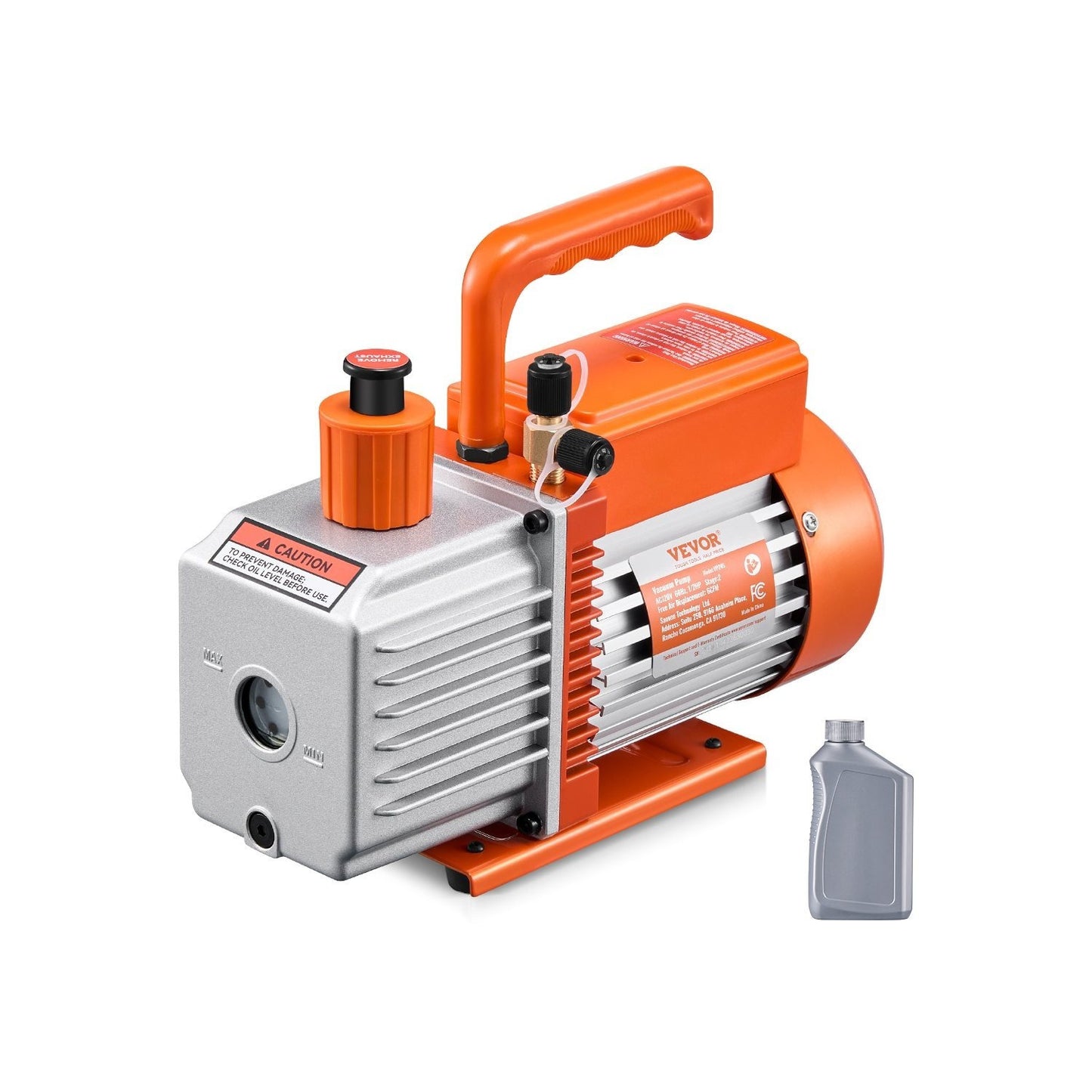 Vacuümpomp – Vacuum Pump – Rotary Vane Pomp – HVAC Vacuümpomp – 2-Traps Vacuümpomp – Krachtige 6 CFM Motor – Inclusief Olie