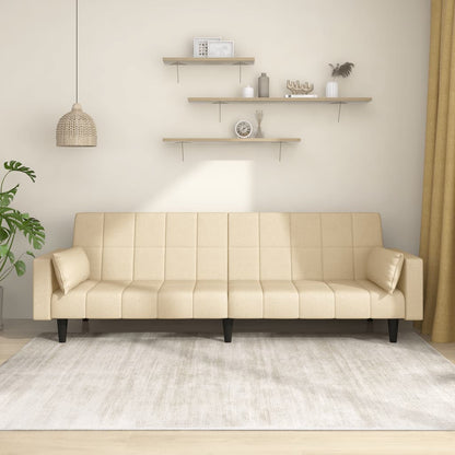 Slaapbank – Slaapstoel – Bedbank – Logeerbed – Futonbank – Crème Kleur – 2-Persoons – Met Stof Bekleding – Met Stevig Metalen Onderstel